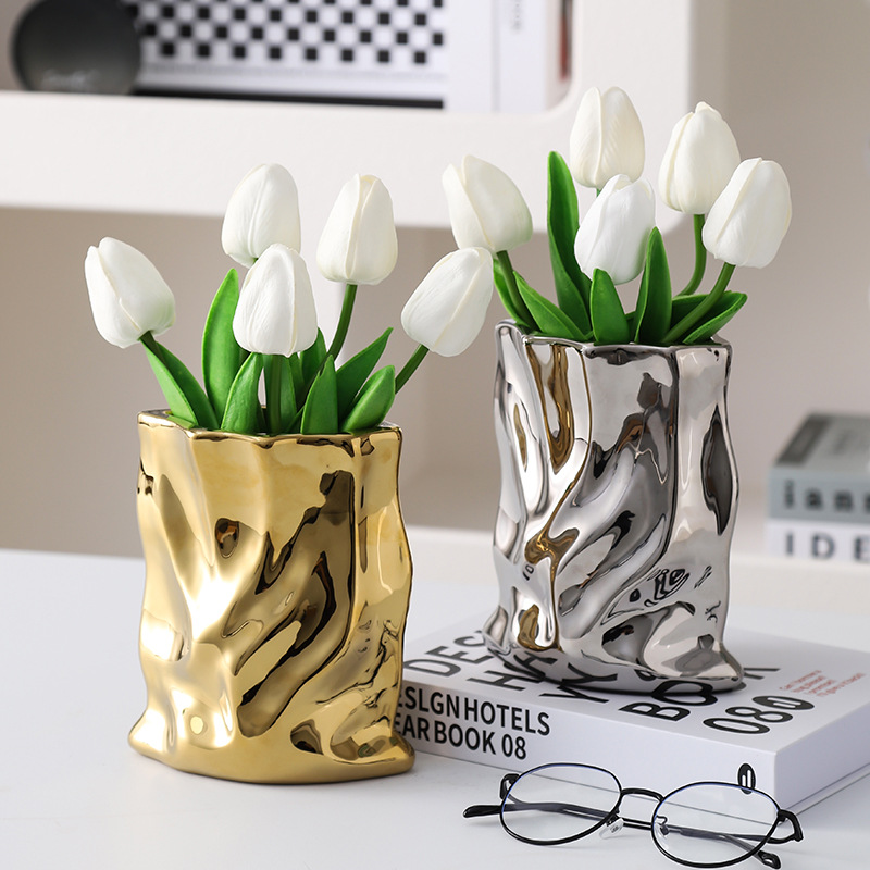 Home Office Form - Nordic Ceramic Irregular Vase Electroplating Vase
