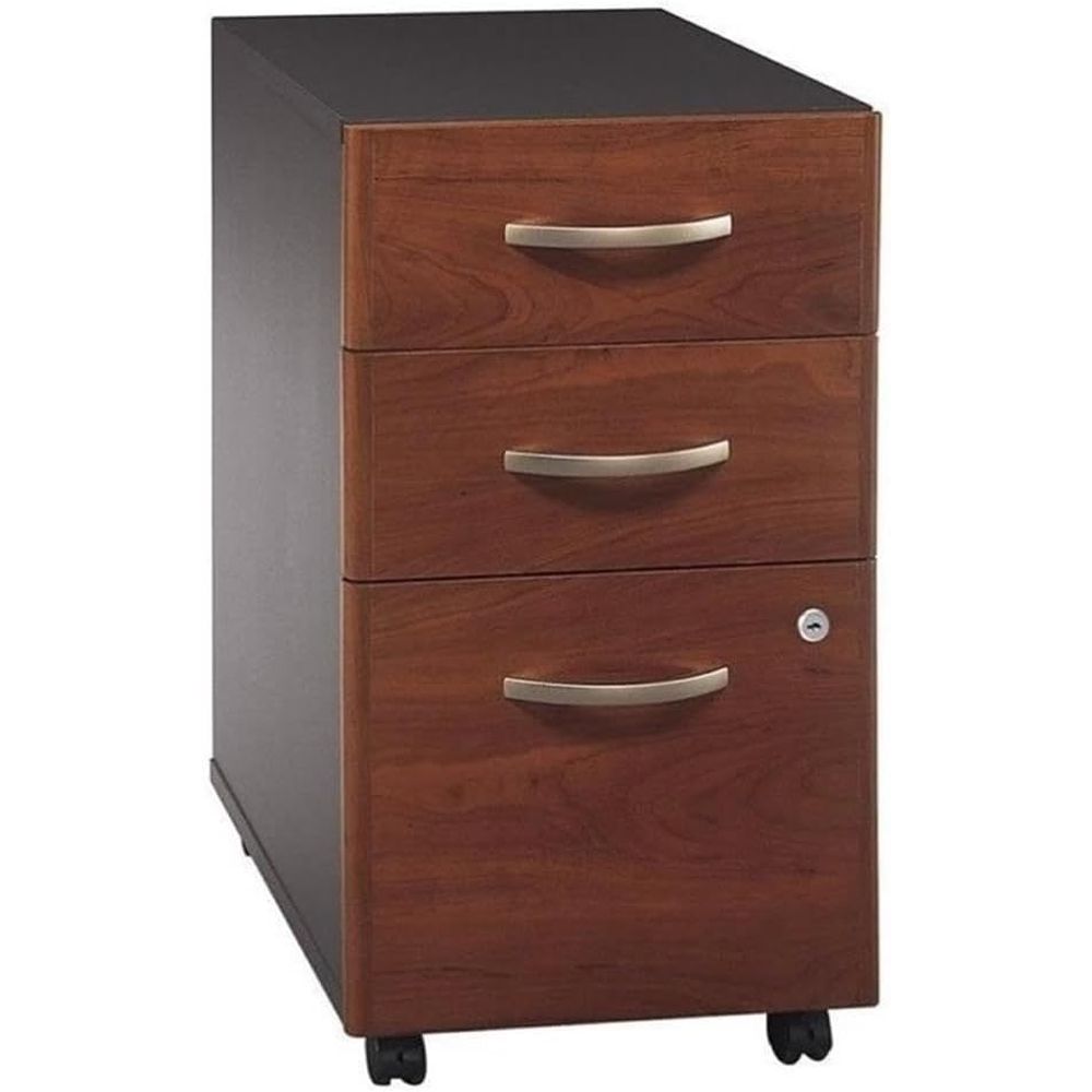 Drawer Pedestal Cabinet - Mobile Pedestal File Cabinet, Cherry Finish,