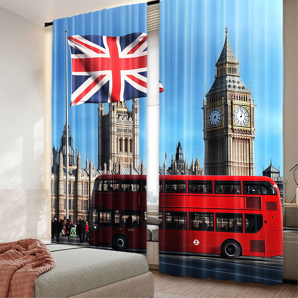 Home Office Of London - 2Pcs Big Ben London Street Backdrop