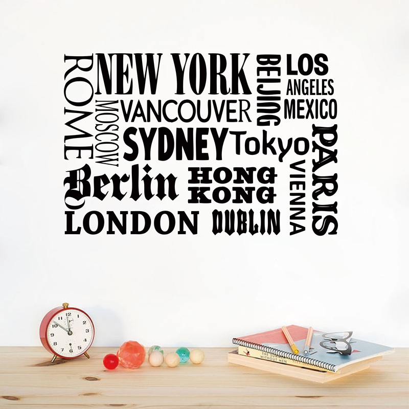 Home Office Of London - New York London Paris Quote wall