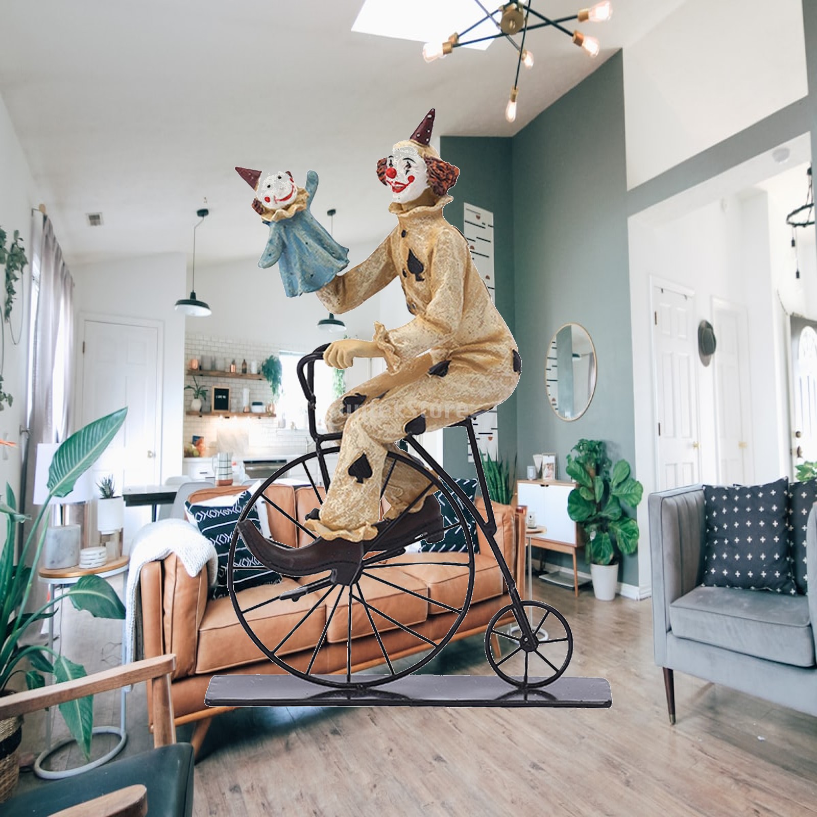 Home Office With Bookshelves - Clown Figurine Statue Resin Craft Nordic