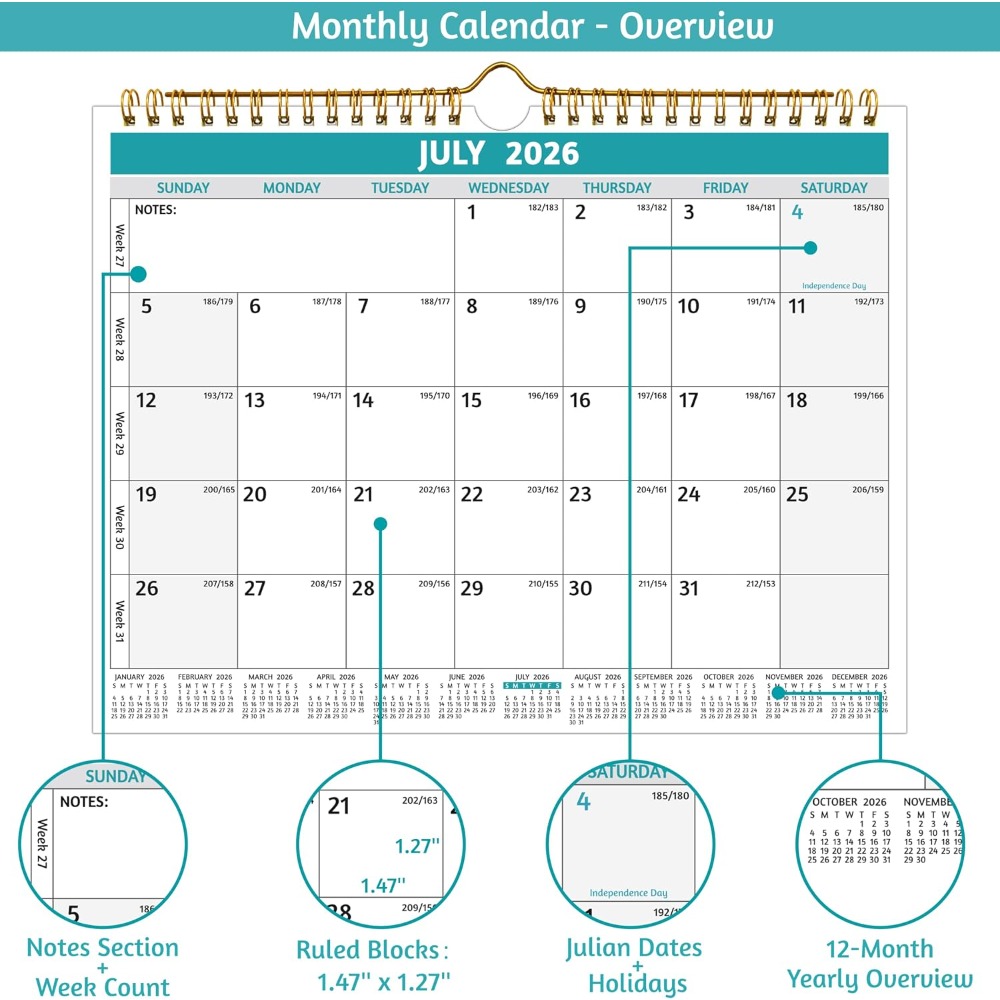2025 2026 2027 Wall Calendar 2 - Home Office Holidays 2026 review and price