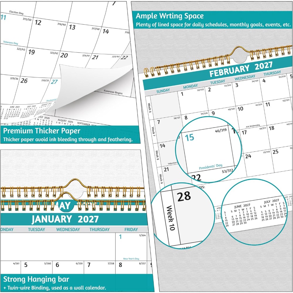 2025 2026 2027 Wall Calendar 2 - Home Office Holidays 2026 review and price
