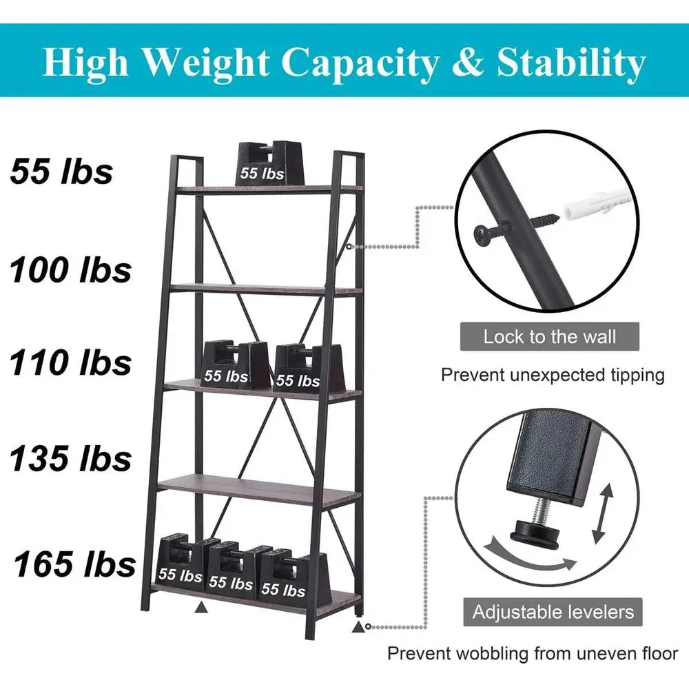 5-Tier Ladder Bookshelf, Indus - Home Office With Bookshelves review and price
