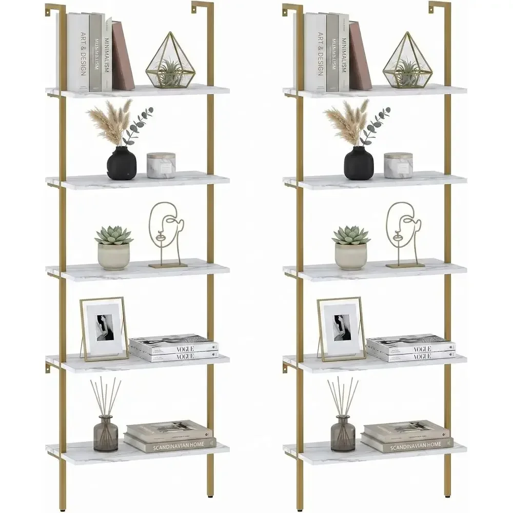 5-Tier White Marble Wall-Mount - Home Office With Bookshelves review and price
