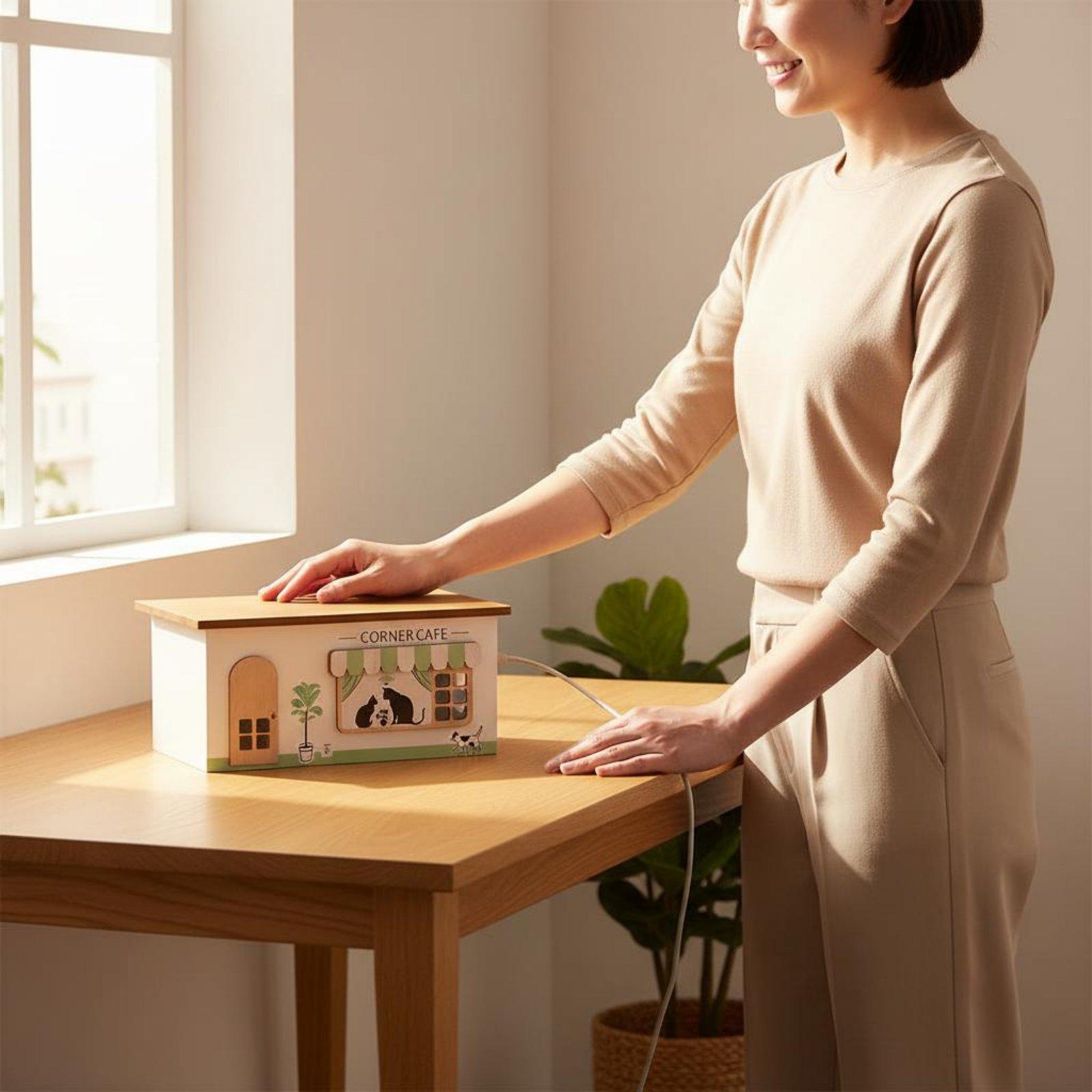 Wooden Cord Management Box Tid - Cable Management Box review and price