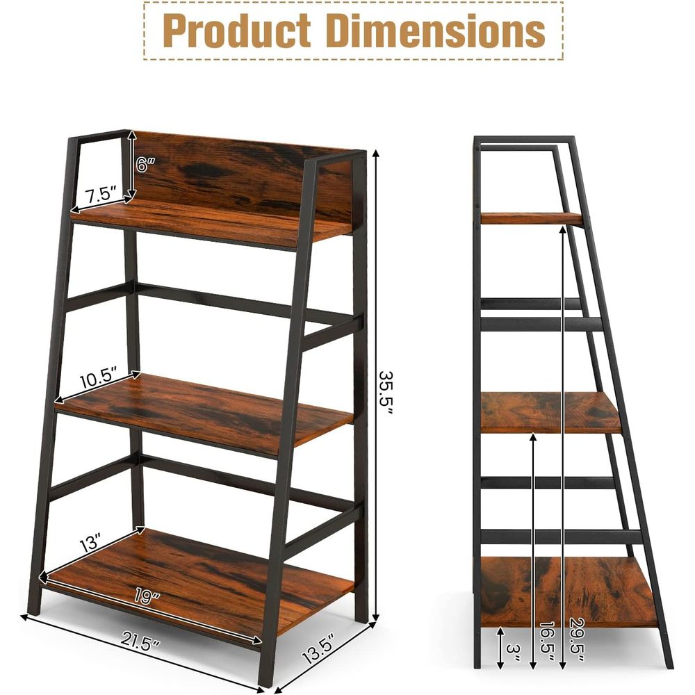 3-Tier Wooden Industrial Books - Home Office With Bookshelves review and price