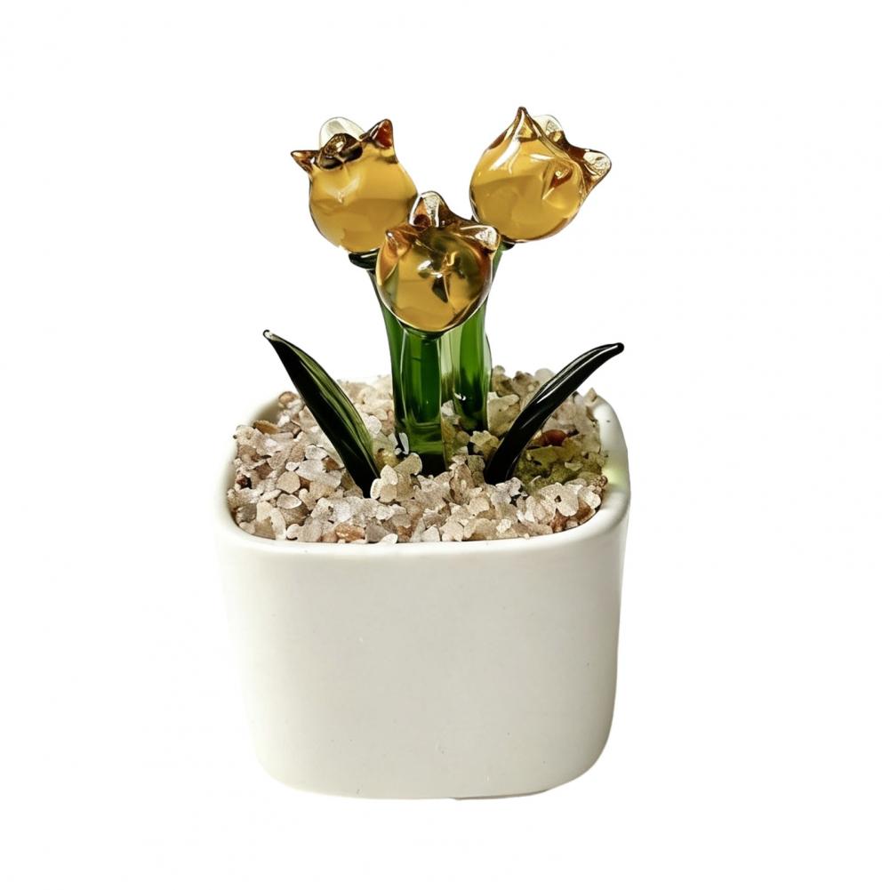 Mini Potted Glass Flower Decor - Home Office With Bookshelves review and price