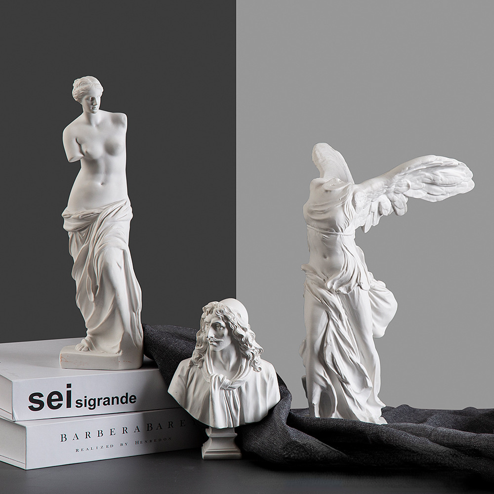 Greek Victory Goddess Statue w - Home Office With Bookshelves review and price