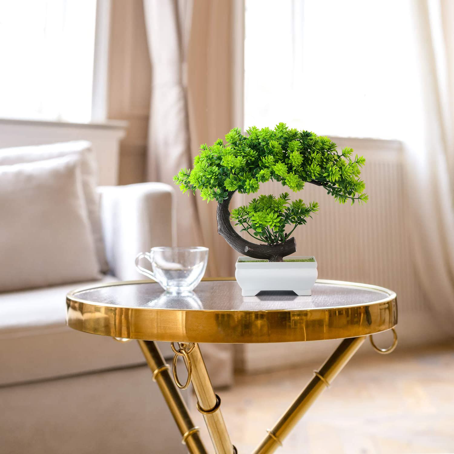 Uflower Small Artificial Plant - Home Office With Bookshelves review and price